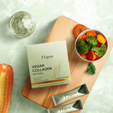 Fygen vegan collagen peptides with plant-based ingredients like carrots and broccoli